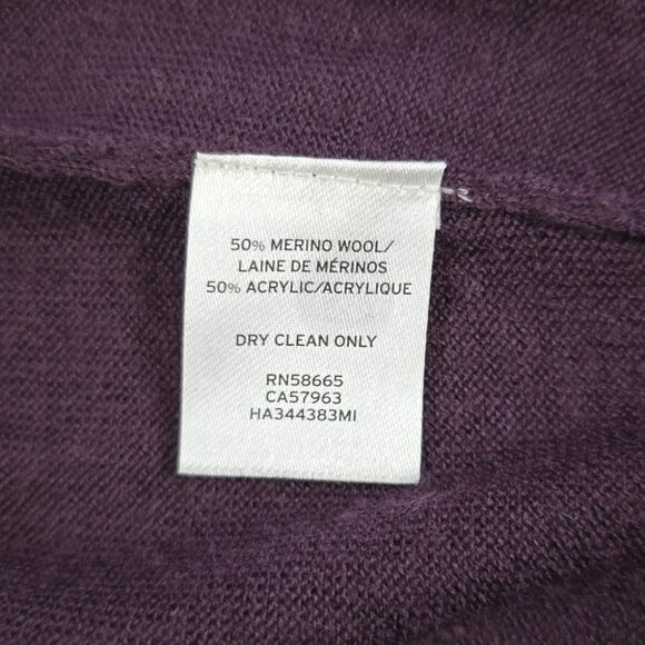 Halogen Women's Purple Merino Wool Long Ribbed Knit Cardigan Button Down Size S - Picture 9 of 9